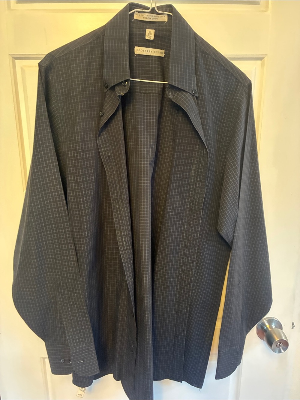 Geoffrey Beene Navy Gray Windowpane Lightweight Shirt Jacket